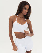 WHITE CROP TOP WITH KANAWA EMBROIDERED IN PINK