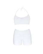 WHITE CYCLING SHORTS WITH KANAWA EMBROIDERED IN PINK