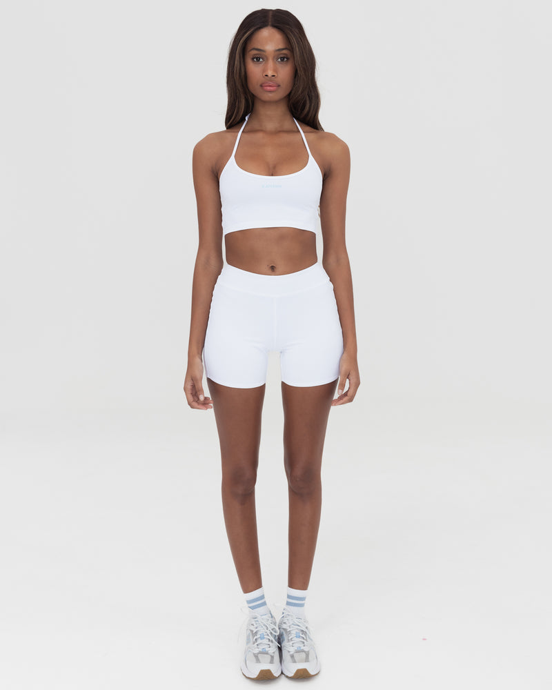 WHITE CROP TOP WITH KANAWA EMBROIDERED IN BLUE
