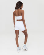 WHITE CROP TOP WITH KANAWA EMBROIDERED IN BLUE